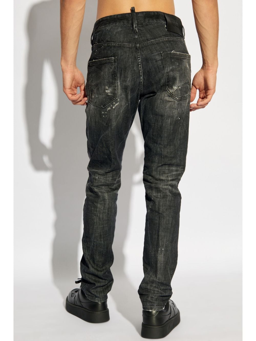 Shop Dsquared2 Distressed Jeans In Black