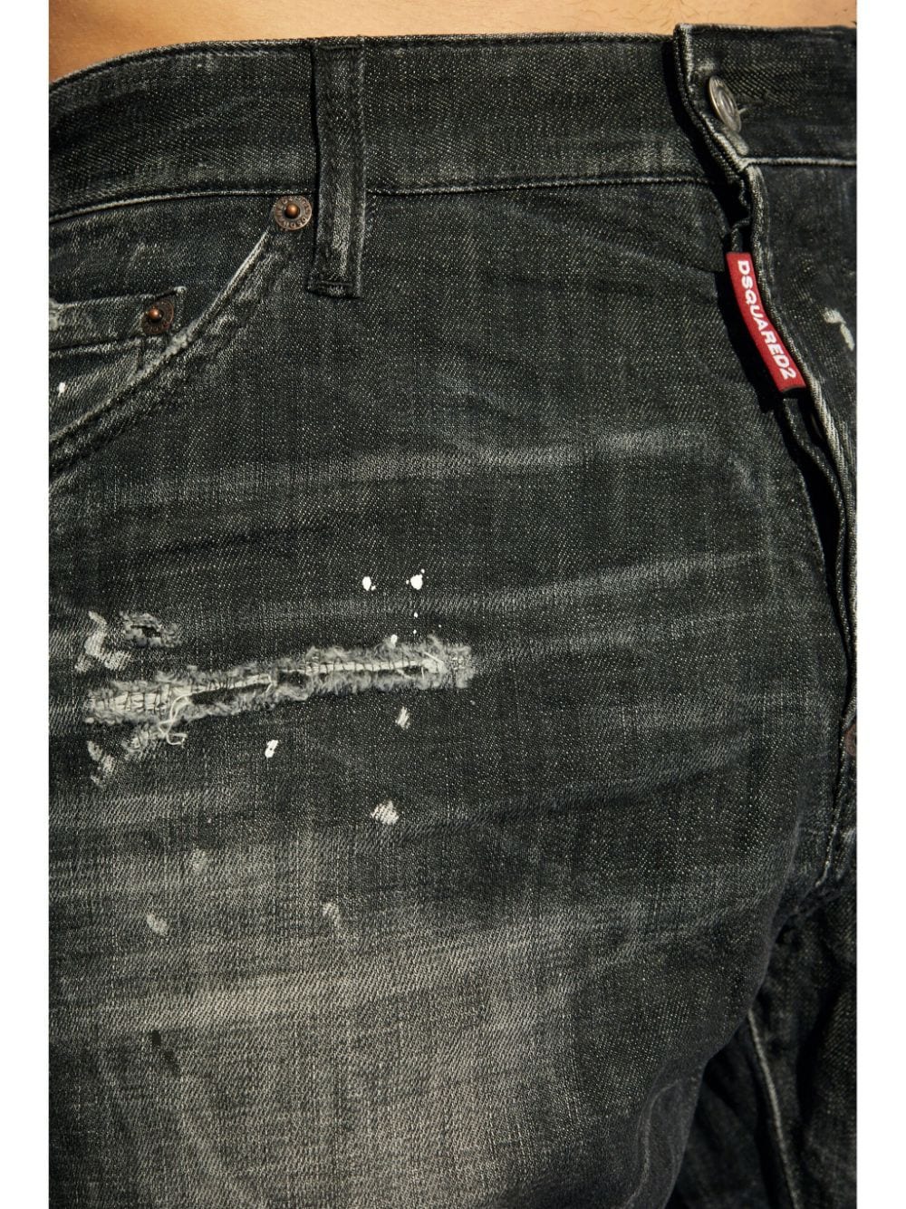 Shop Dsquared2 Distressed Jeans In Black