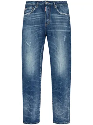 DSQUARED2 Cool Guy Jean ダメージ クラッシュ ブルー DSQUARED2 Cool Guy ダメージ スリムジーンズ | ブルー | FARFETCH JP