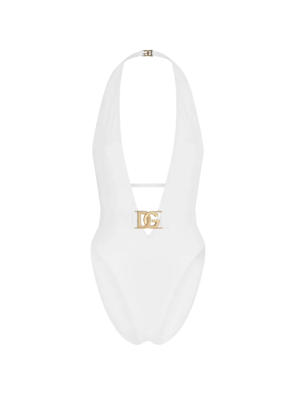 Dolce & Gabbana Badpak met watervalhals en ceintuur Wit