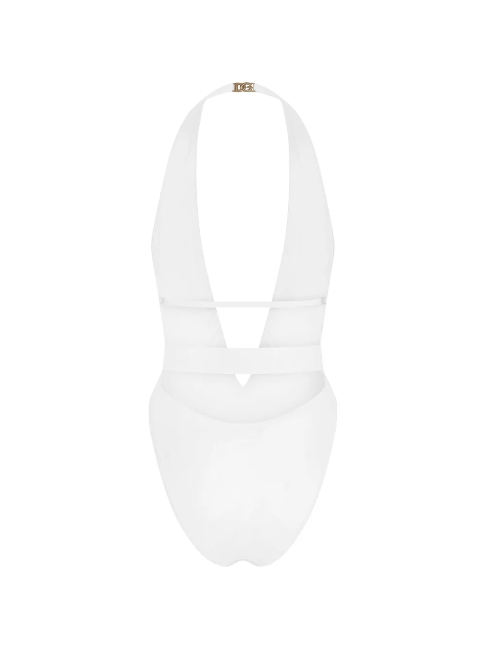 Dolce & Gabbana Badpak met watervalhals en ceintuur Wit