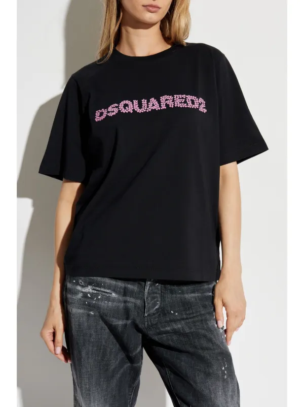 Dsquared2 Embroidered-Logo T-Shirt | Black | FARFETCH