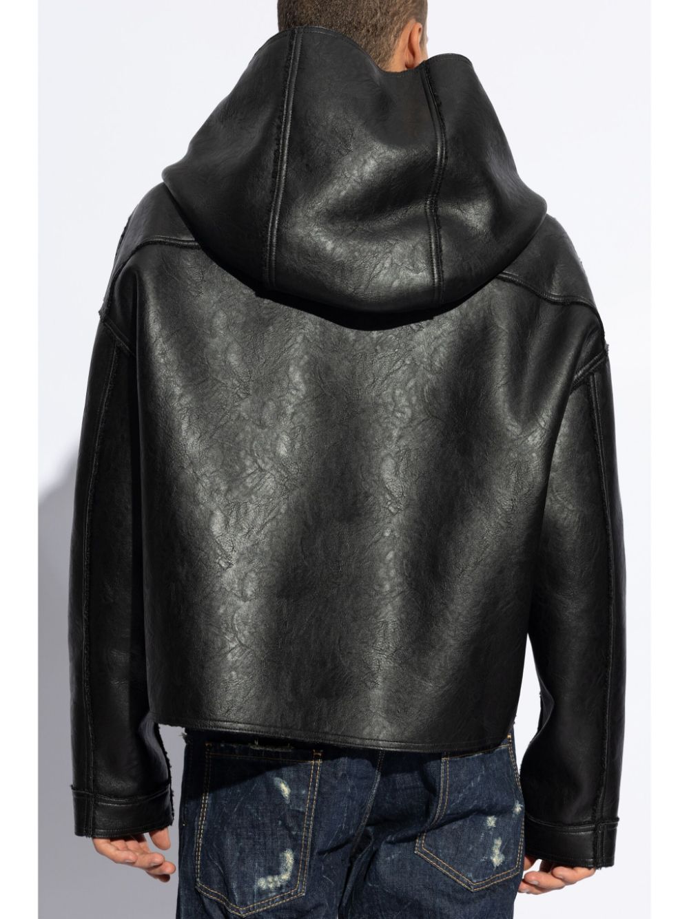 Shop Dsquared2 Hooded Faux-leather Jacket In Black