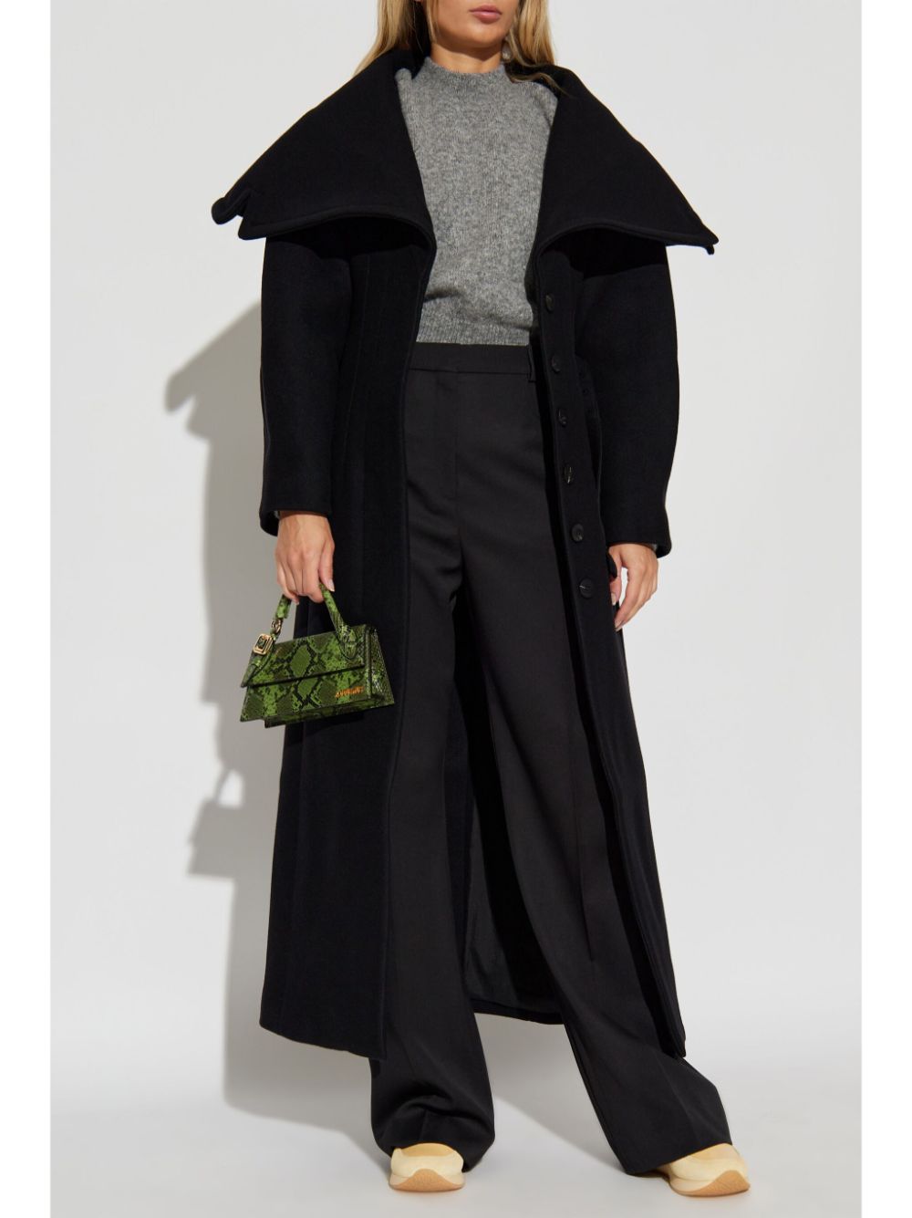 Jacquemus Le manteau Caruso drape-collar coat - Zwart