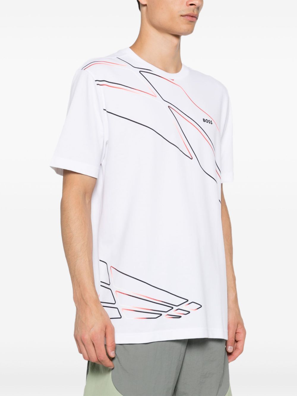 Shop Hugo Boss Raised-logo T-shirt In White