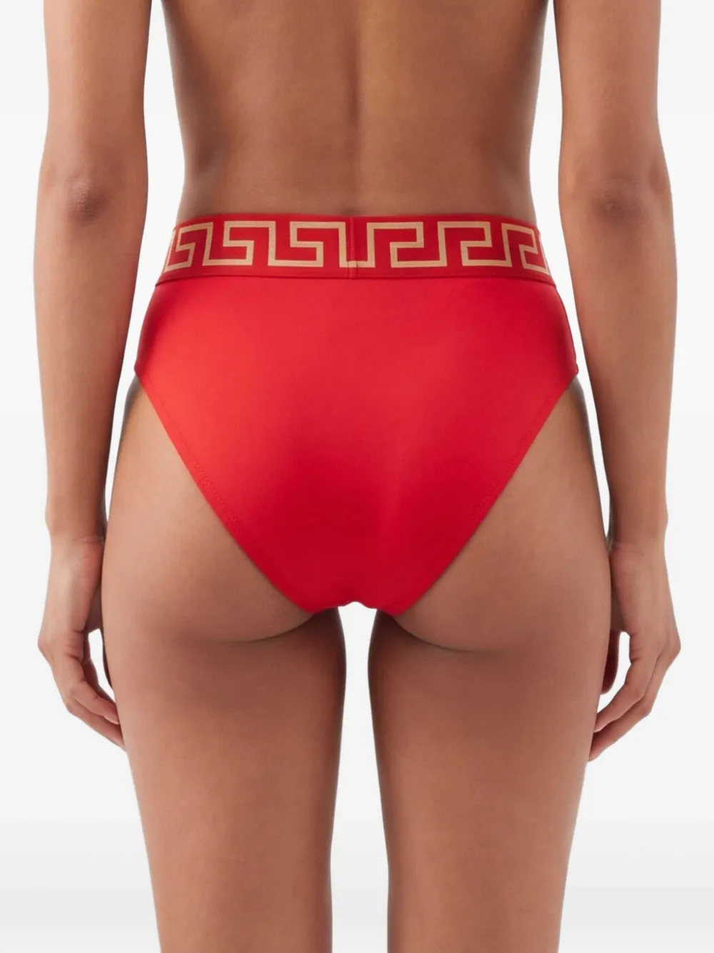 Versace High waist bikinislip met Greca rand Rood