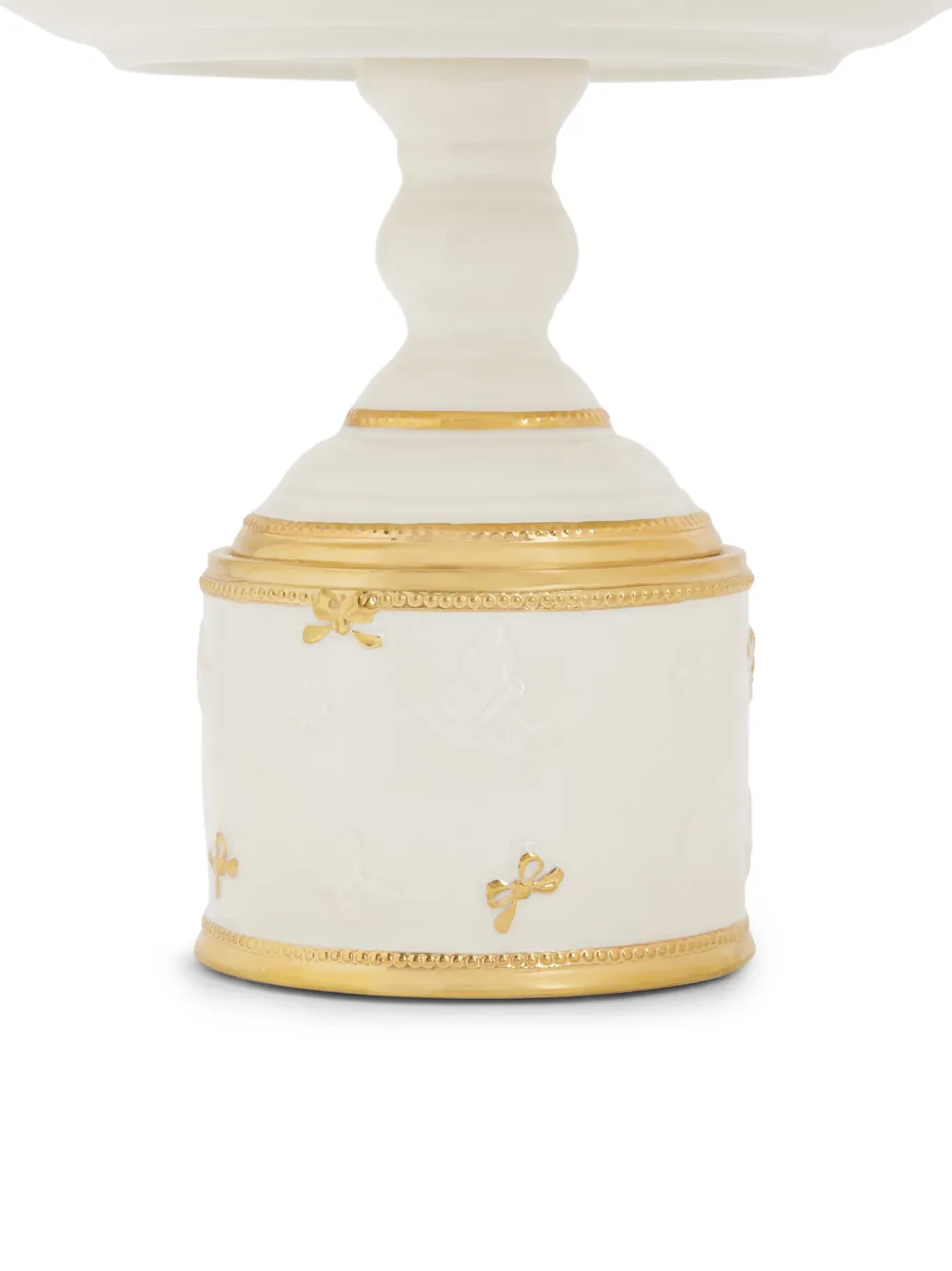 Villari Embossed Bow Detailing Cake Stand In White