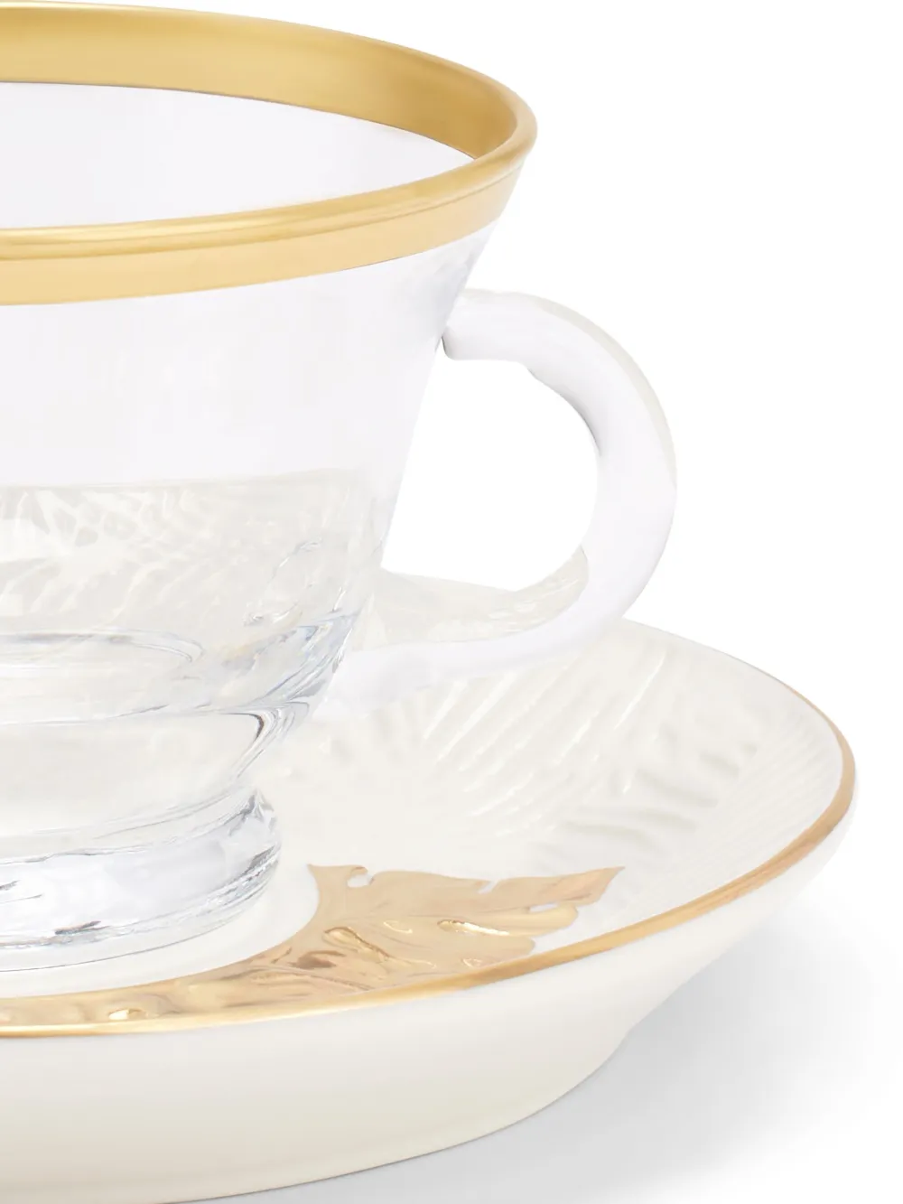 Shop Villari Gold-trimmed Tea Cup And Saucer Set In White