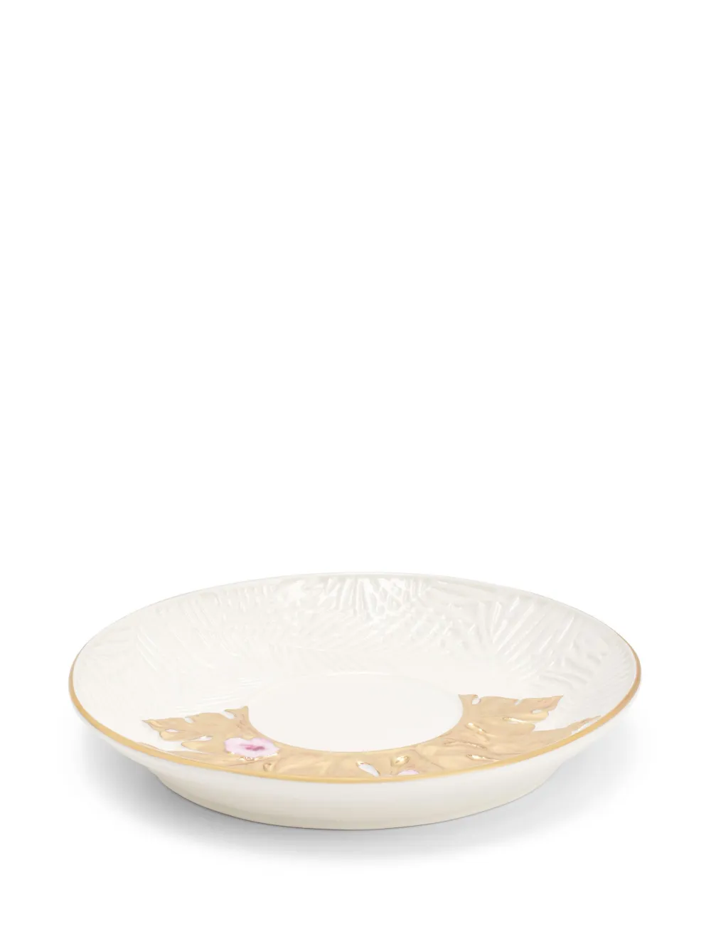 Shop Villari Gold-trimmed Tea Cup And Saucer Set In White