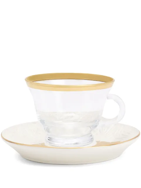 VILLARI set de plato y taza de té con ribete de oro