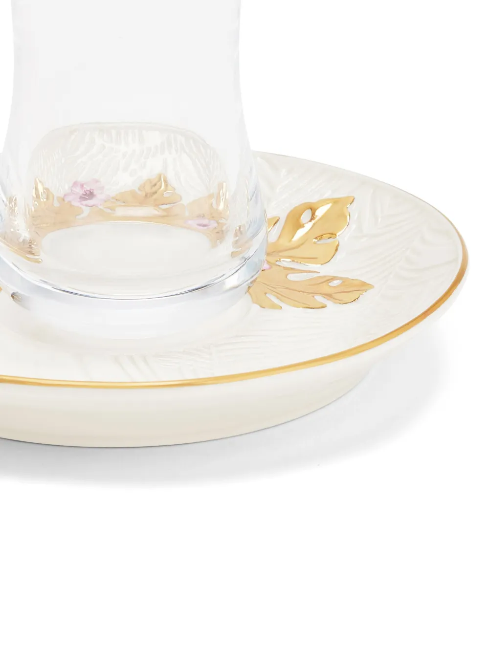 Villari Tea Glass And Saucer Set In Gold