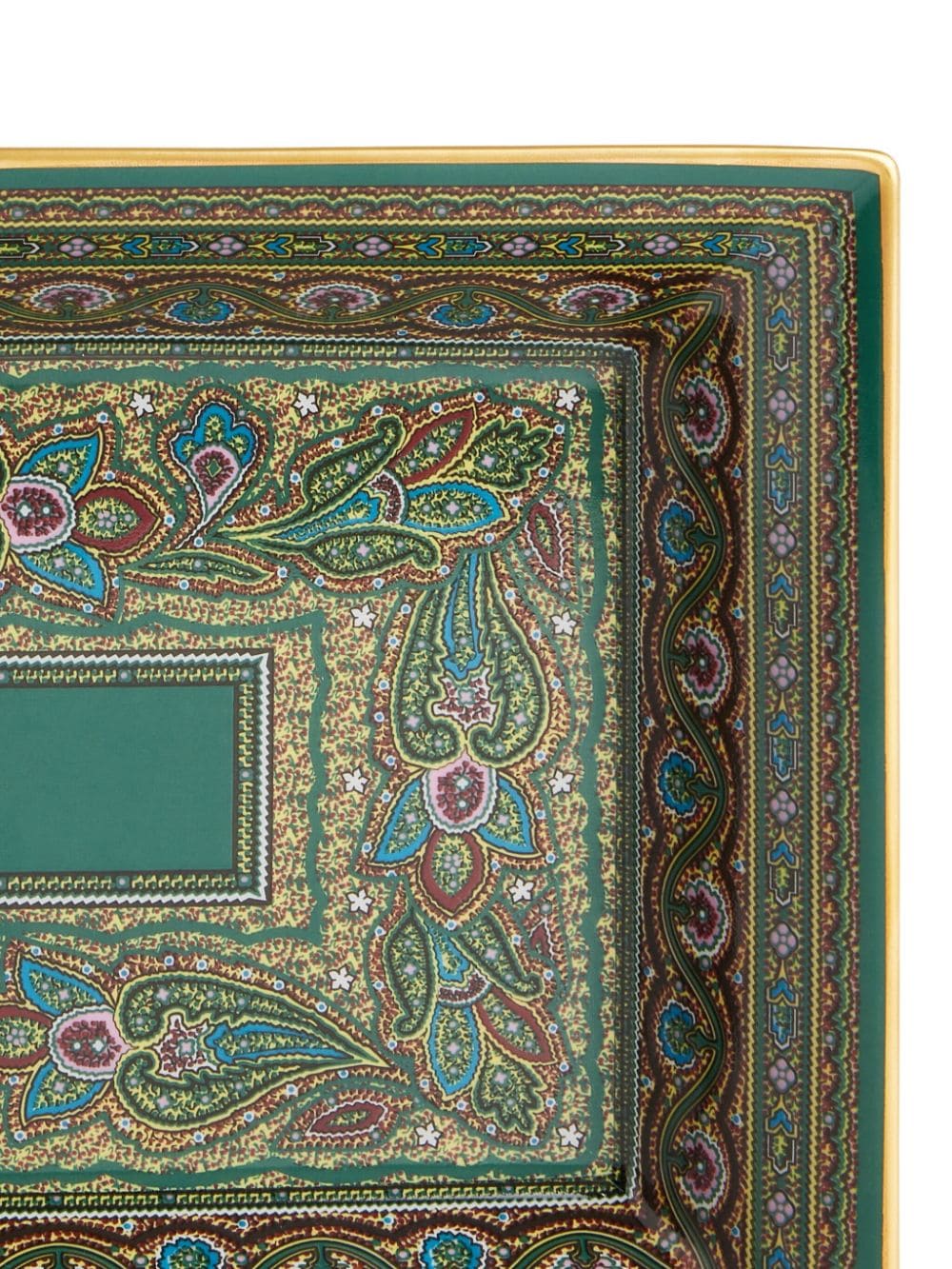 Shop Etro Home Porcelain Tray In Green