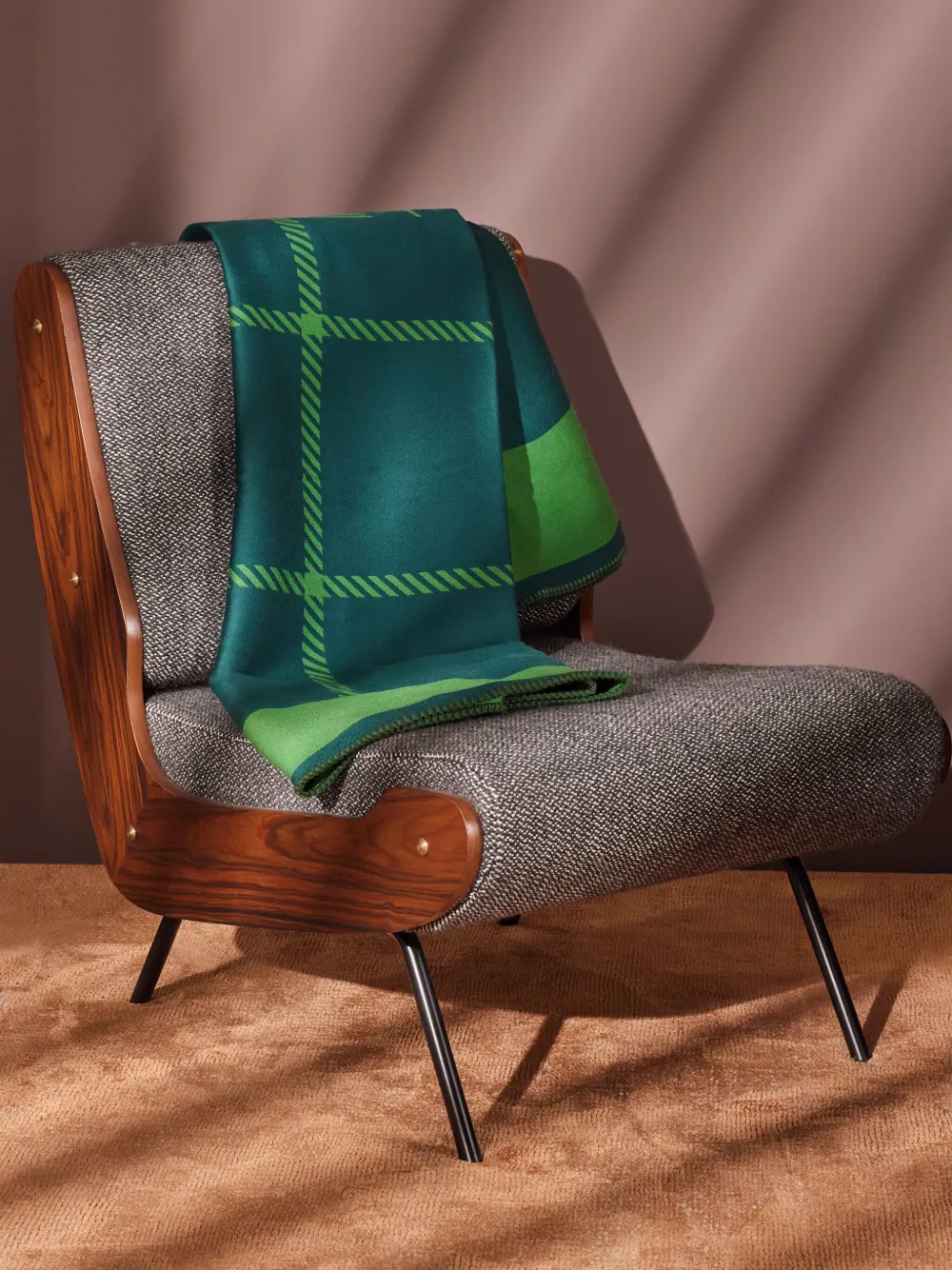 Shop Etro Home Logo Checkered Blanket In Green