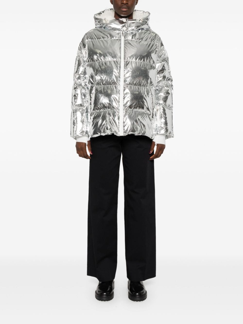 Yves Salomon hooded puffer jacket - Zilver