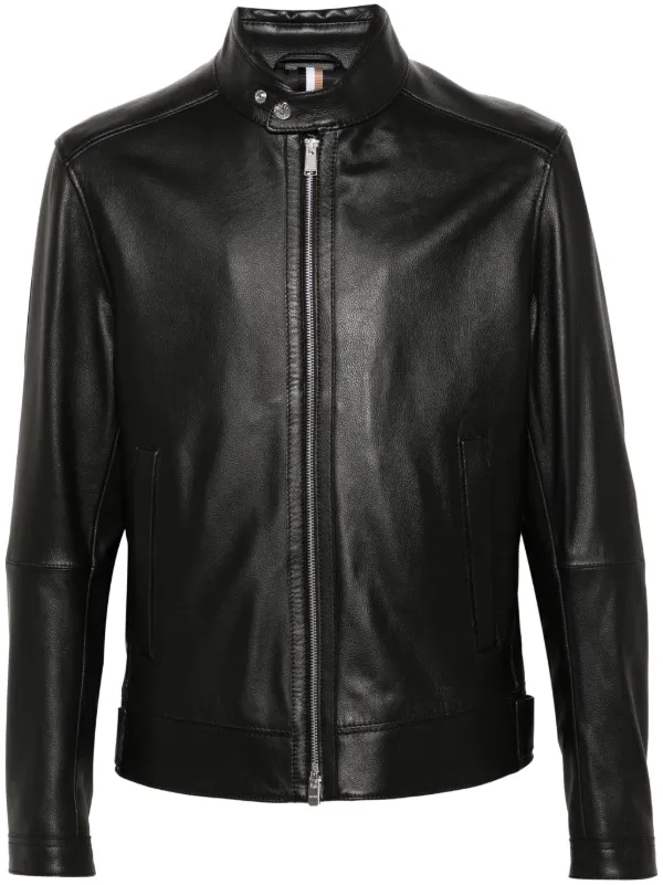 BOSS Leather Jacket Black FARFETCH AZ