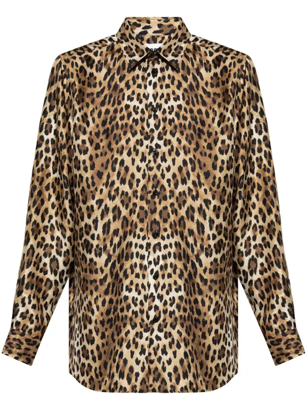 Boutique Moschino Brown Leopard Print shirt Size on sale 12