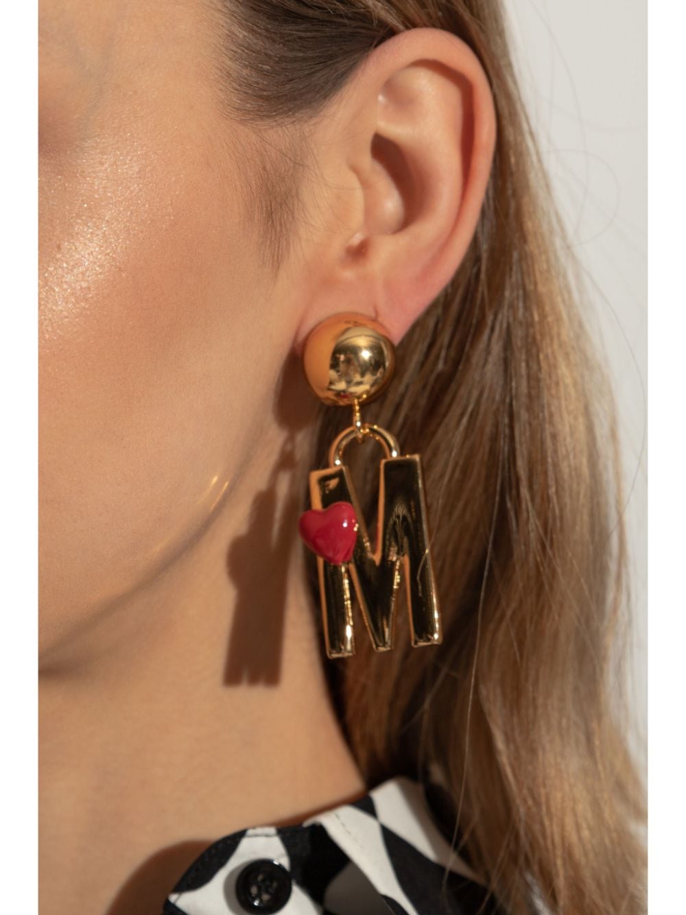 Shop Moschino M-shaped Clip-on Earrings In Gold