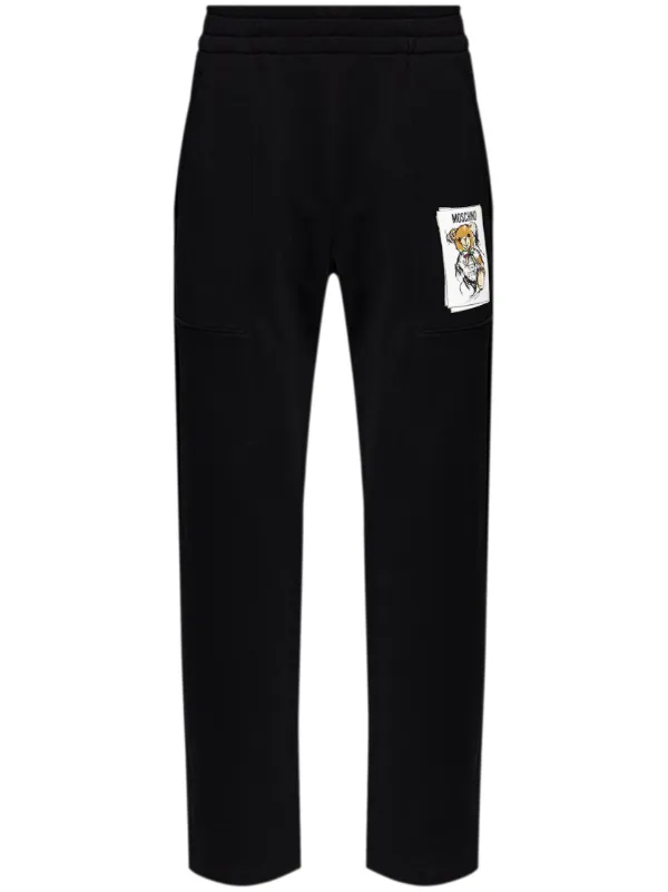 Moschino patch detailed Track Pants Black FARFETCH HK