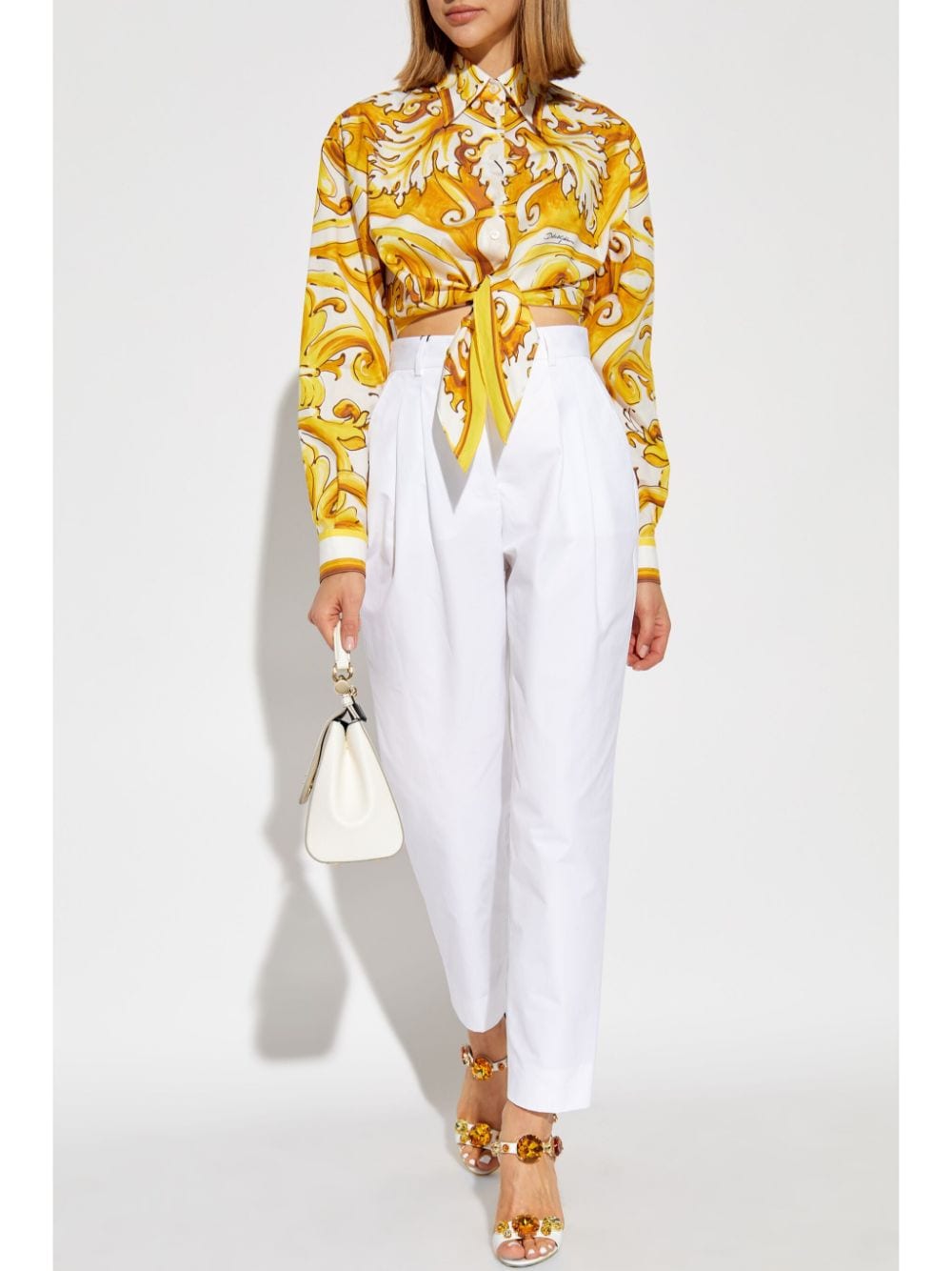 Shop Dolce & Gabbana Tailored Tapered Trousers In White