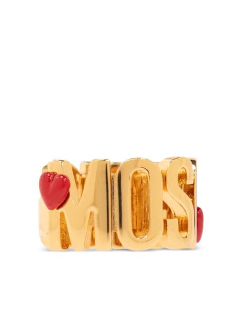 Moschino logo-lettering brass ring