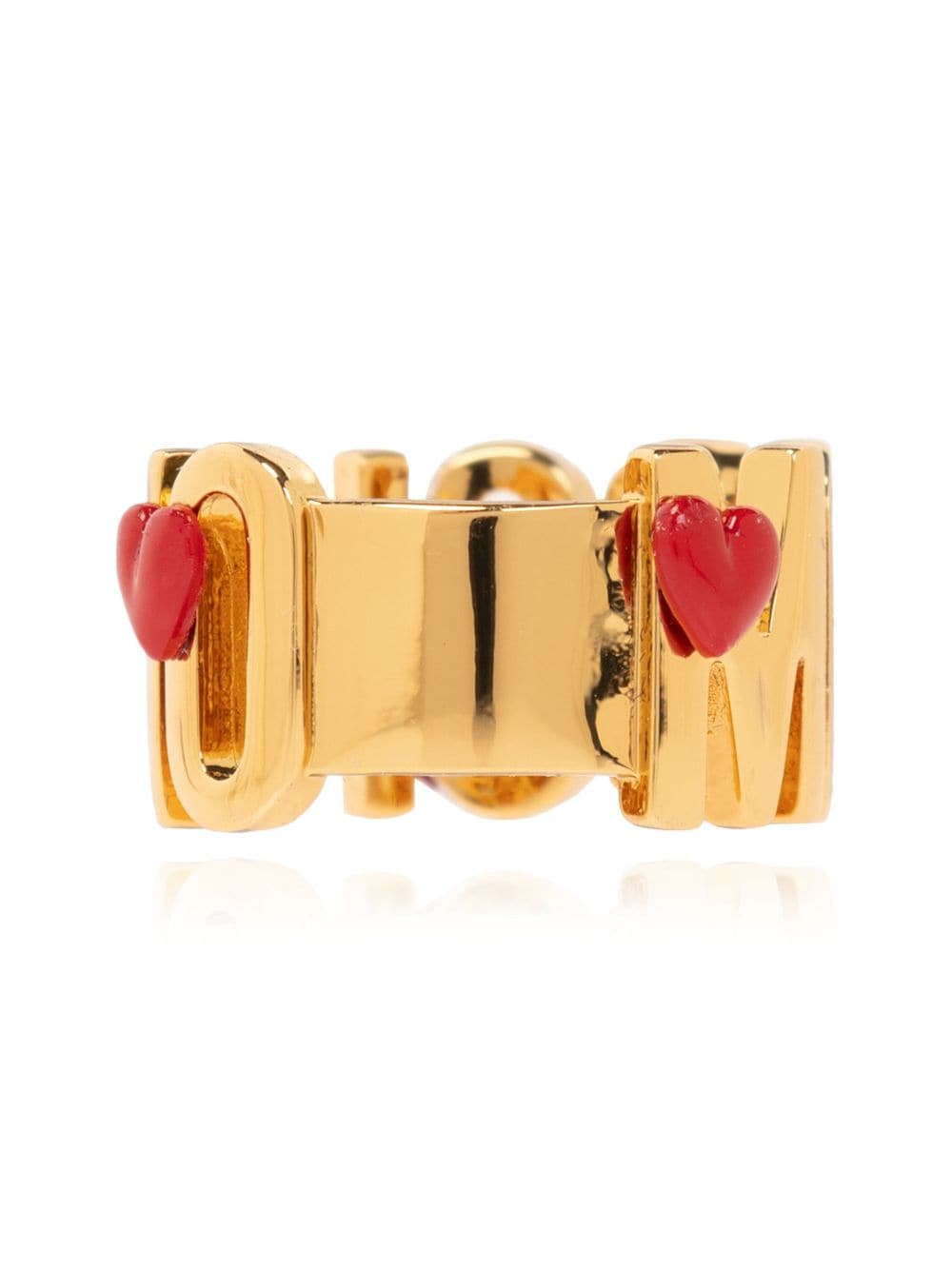 Shop Moschino Logo-lettering Brass Ring In 金色