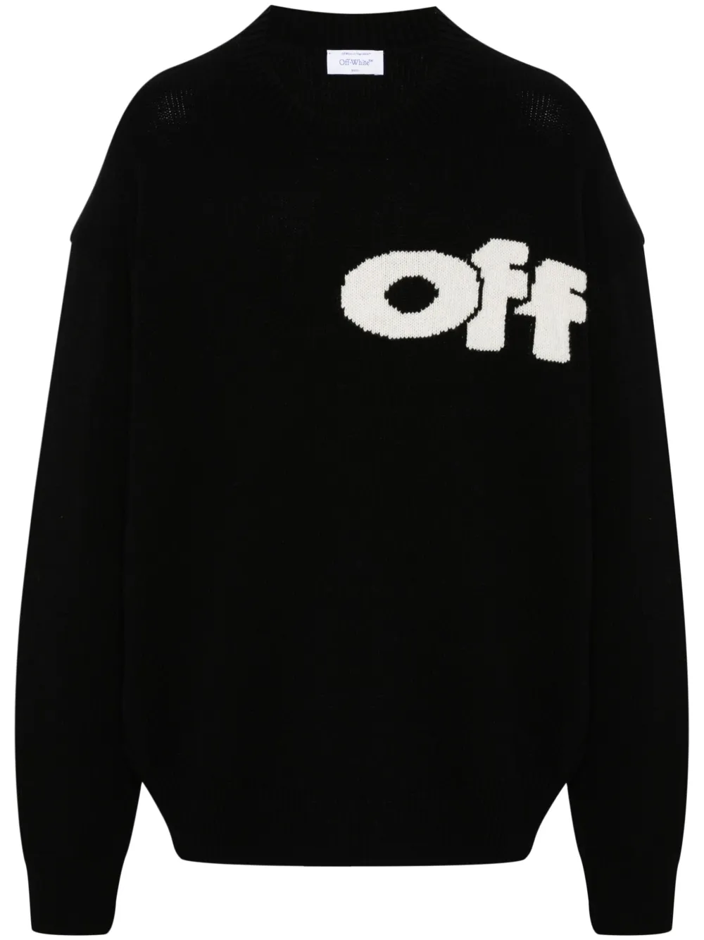 Off-white Intarsia-knit Logo Sweater In Black