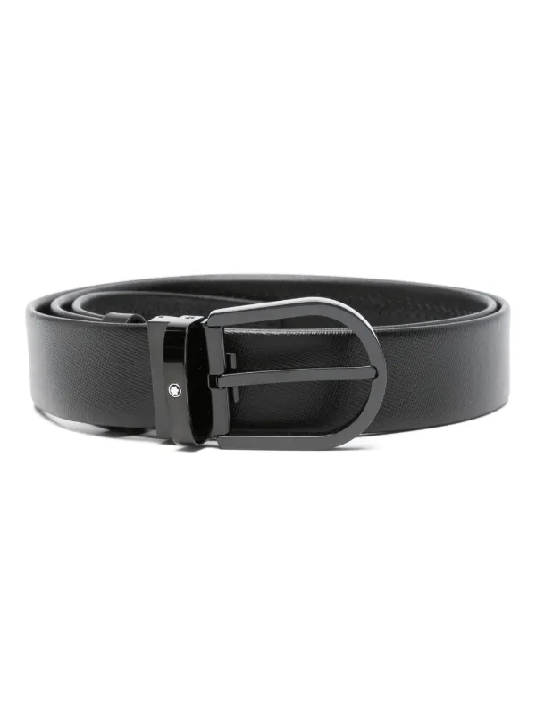 美品 モンブラン ベルト ホースシューバックル レザー 本革 ブラック Montblanc ホースシューバックル レザーベルト | ブラック