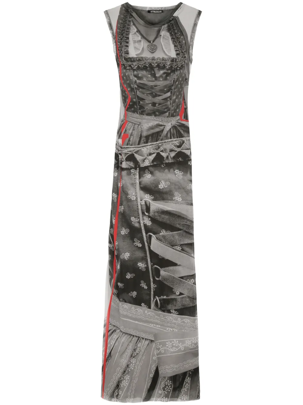 Ottolinger Maxi-jurk met mesh Grijs