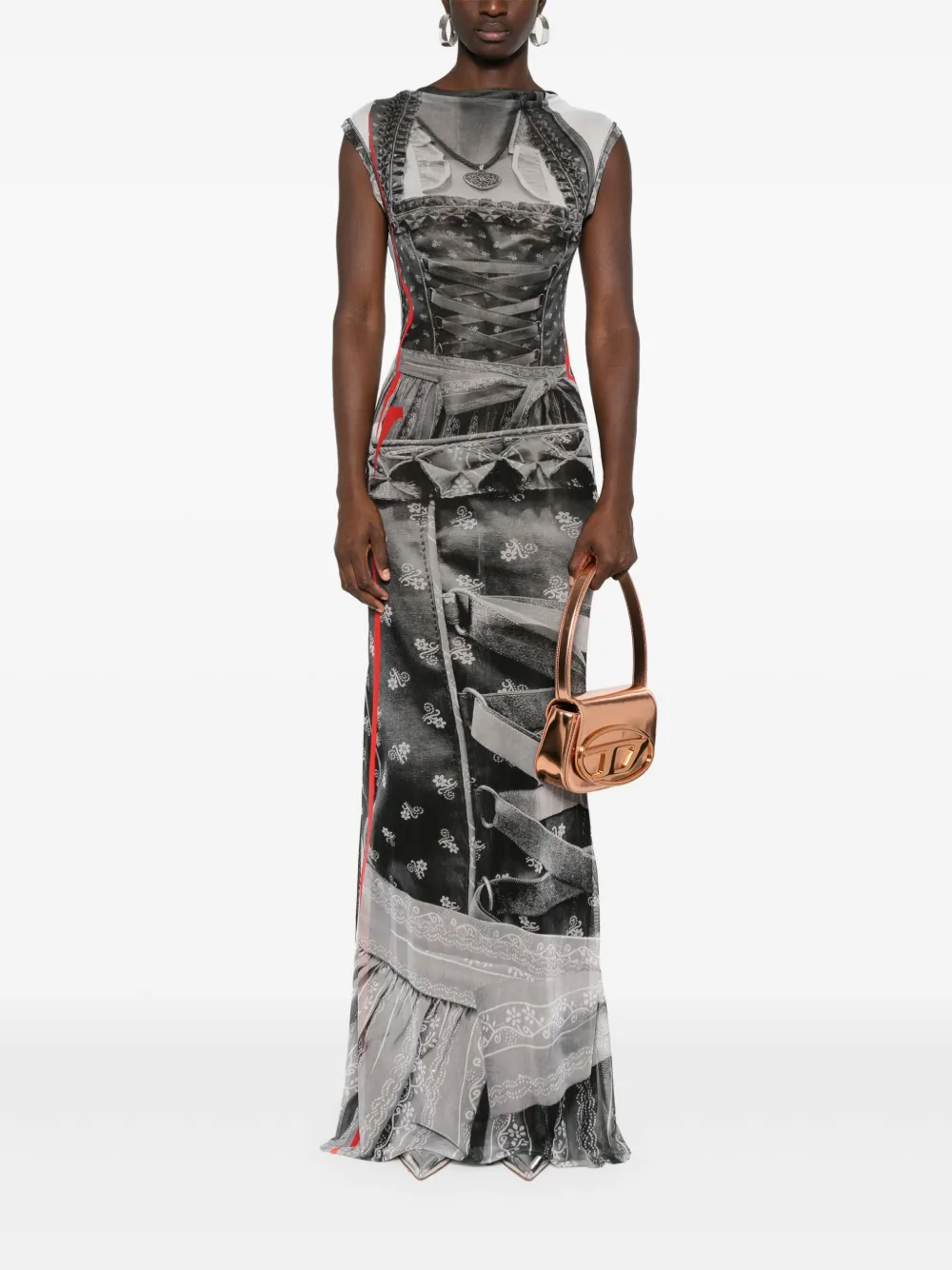 Ottolinger Maxi-jurk met mesh - Grijs