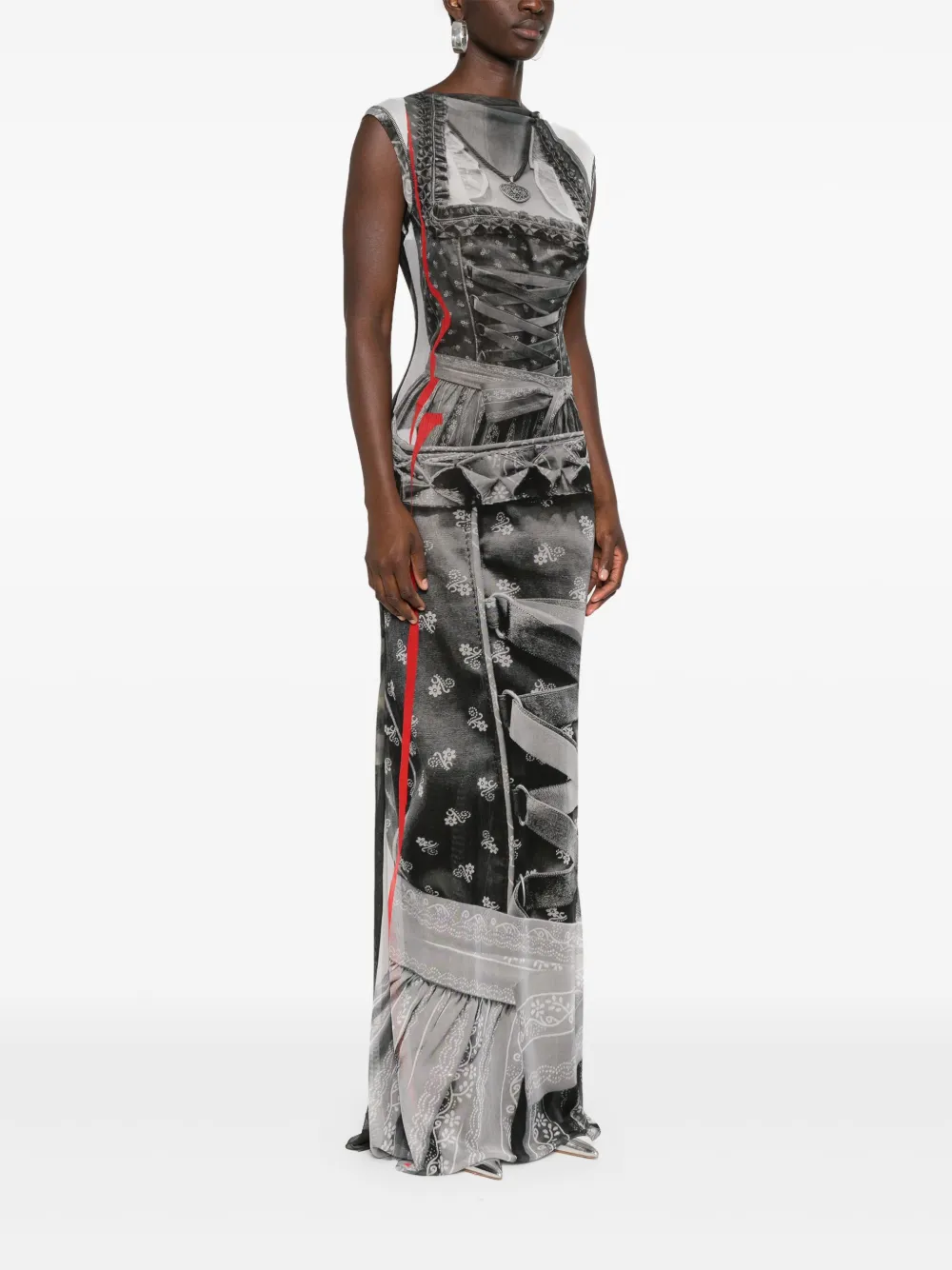 Ottolinger Maxi-jurk met mesh Grijs