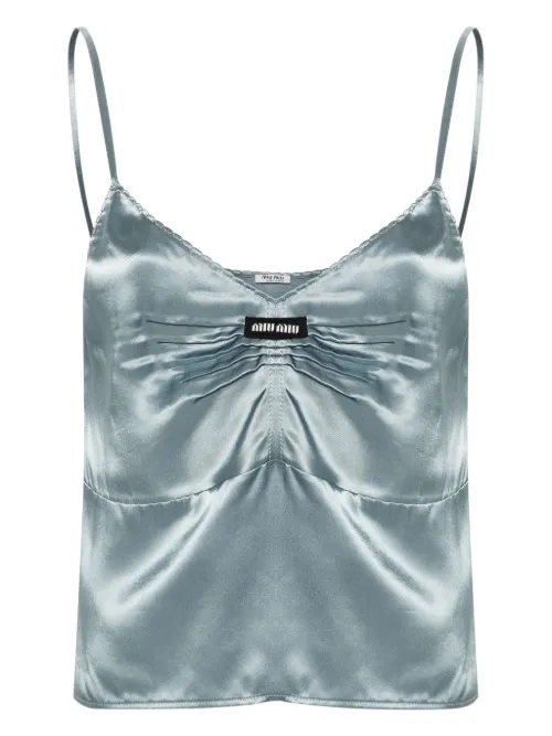Miu Miu haut à patch logo - Bleu - Miu Miu - Modalova