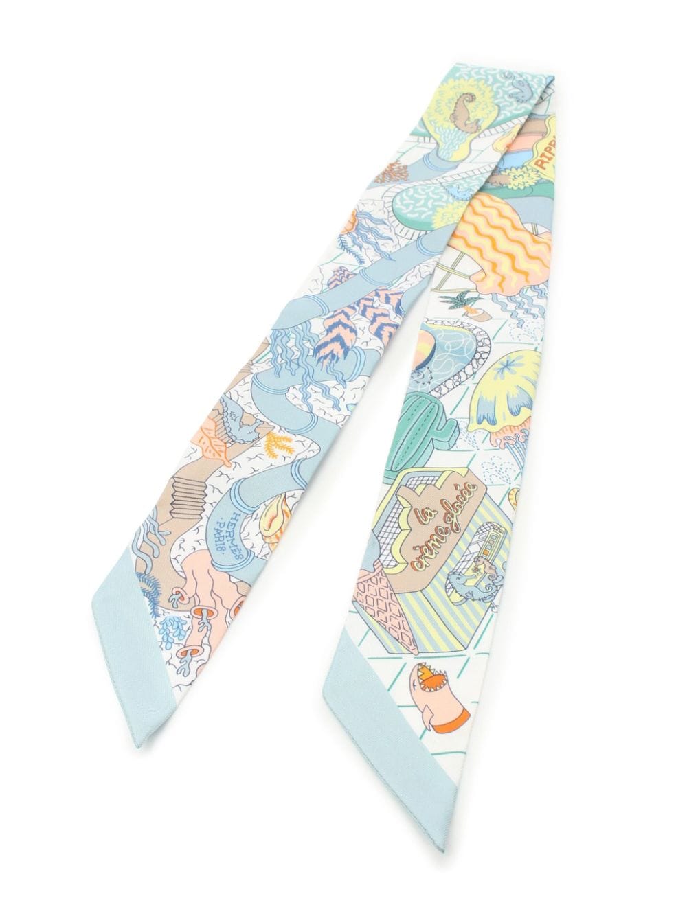 Hermès Pre-Owned 2010s Twilly Splash Park scarf - Blauw