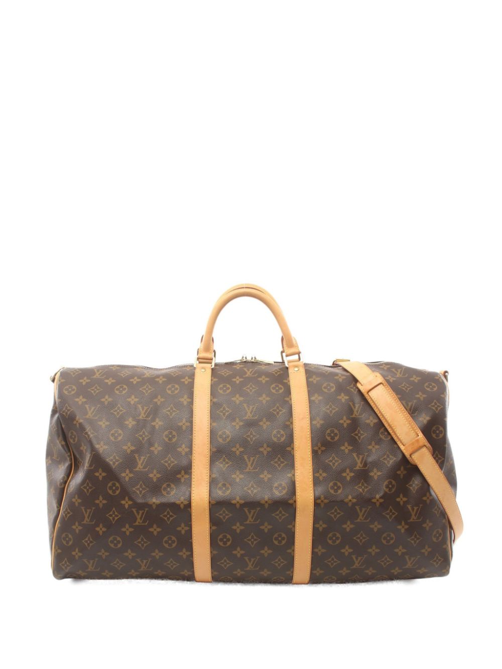 Pre-owned Louis Vuitton 2003 Keepall 60 Bandoulière Two-way Travel Bag In Brown