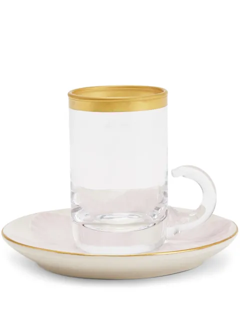 VILLARI floral glass and saucer set