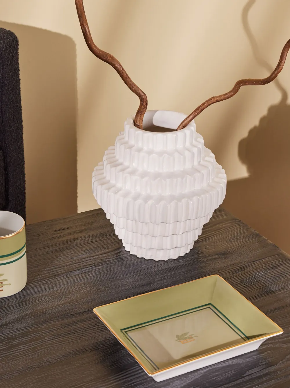 Shop Etro Home Porcelain Tray In Green
