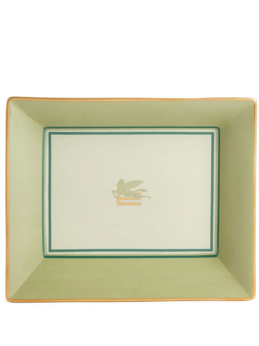 Shop Etro Home Porcelain Tray In Green