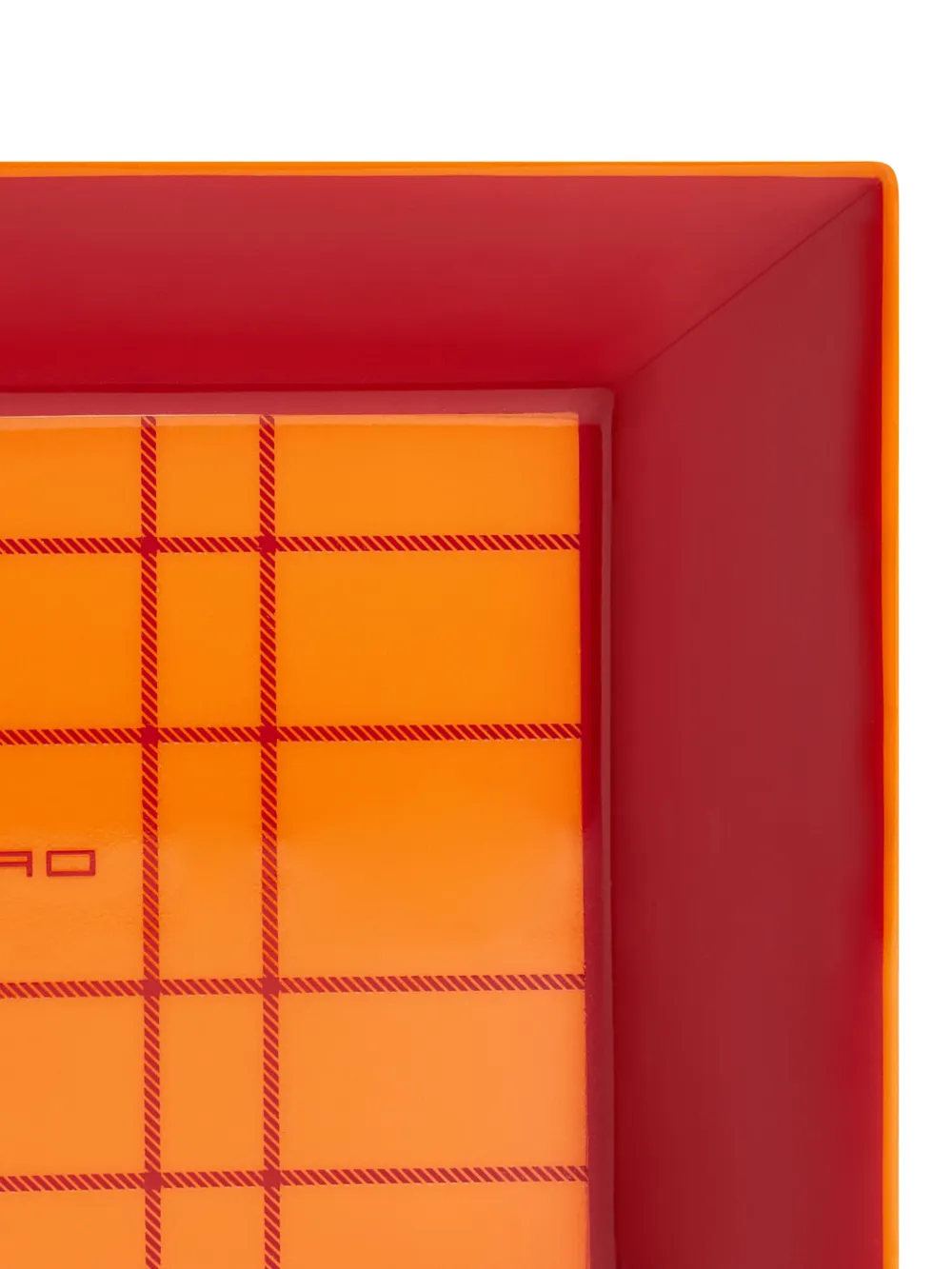 Shop Etro Home Logo Checkered Decorative Plate In Red