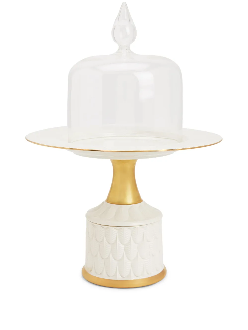 VILLARI embossed pattern cake stand | White | Image 1