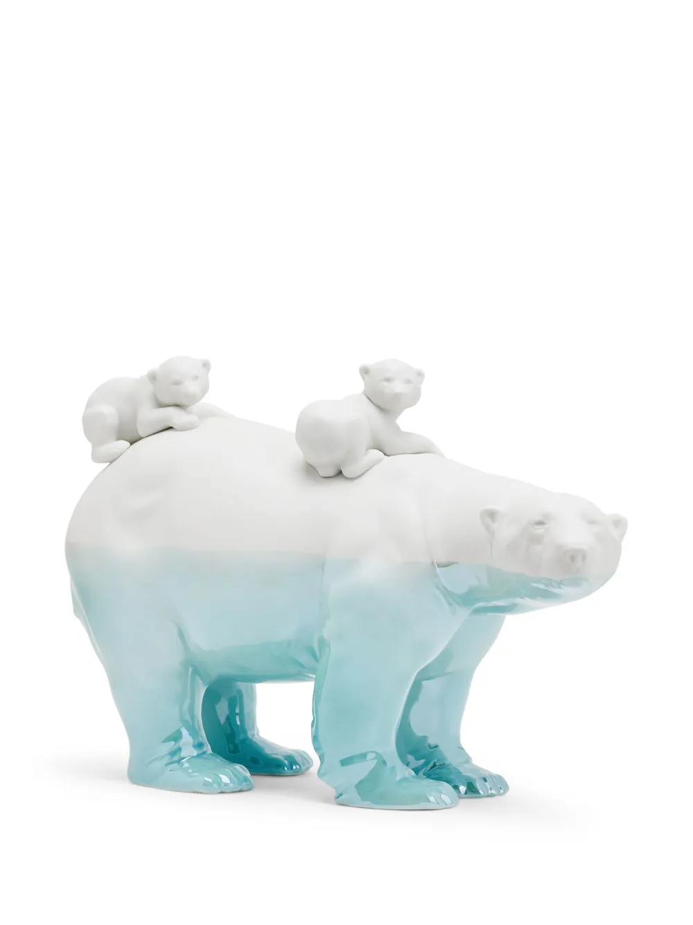 Lladrò Mummy Bear And Babies Sculpture In Weiss