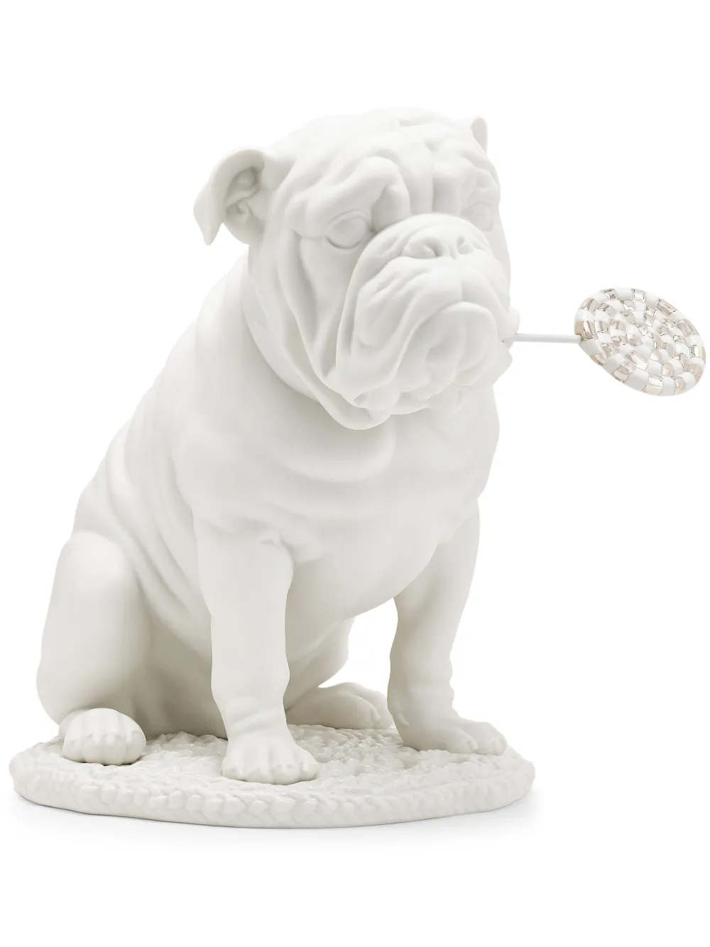 Lladró Bulldog With Lollipop sculpture (33cm x 33cm) | White | Image 1