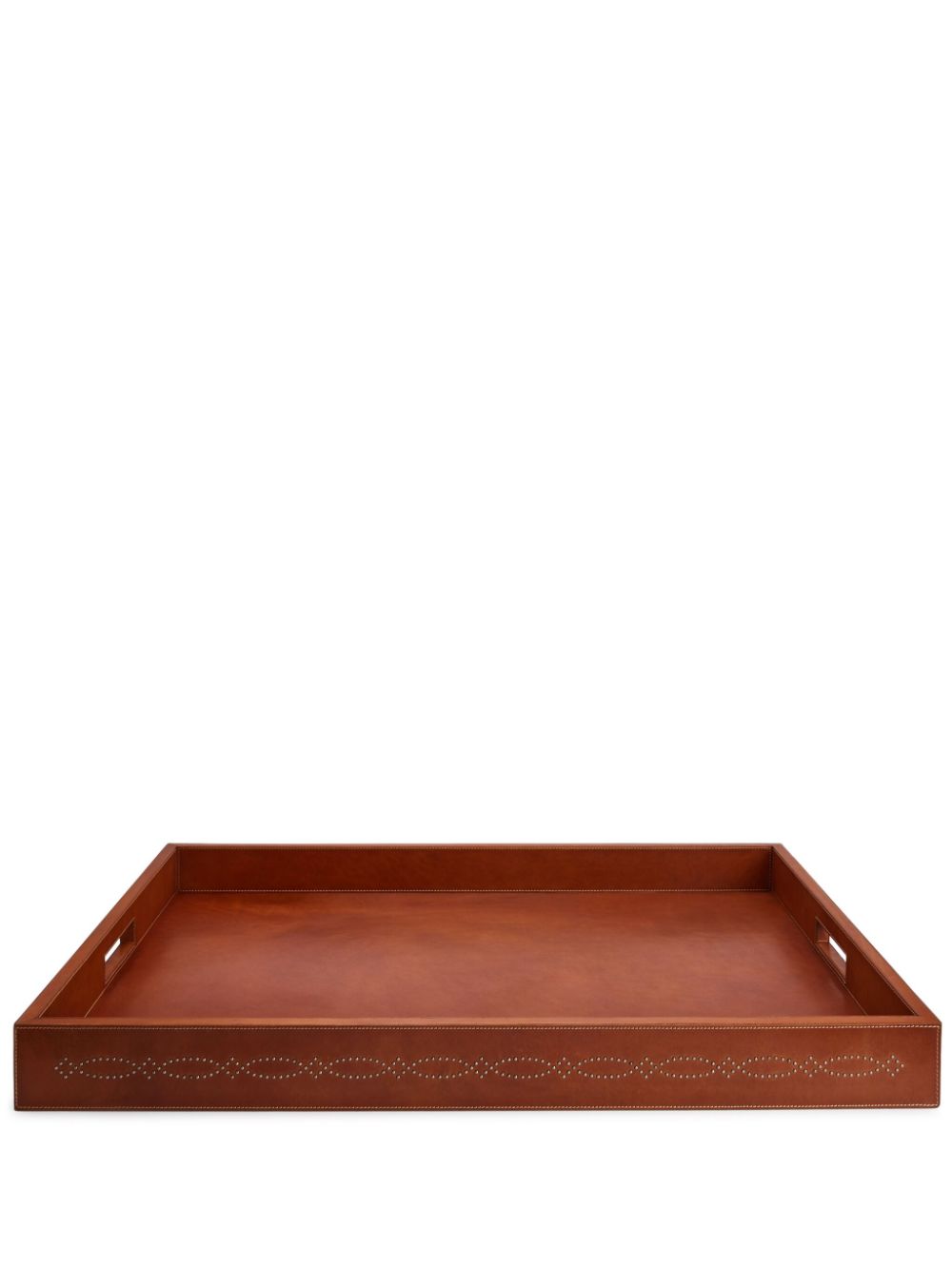 Shop Ralph Lauren Studded Leather Tray In Brown