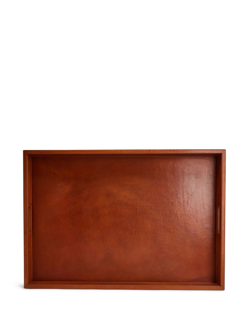 Shop Ralph Lauren Studded Leather Tray In Brown