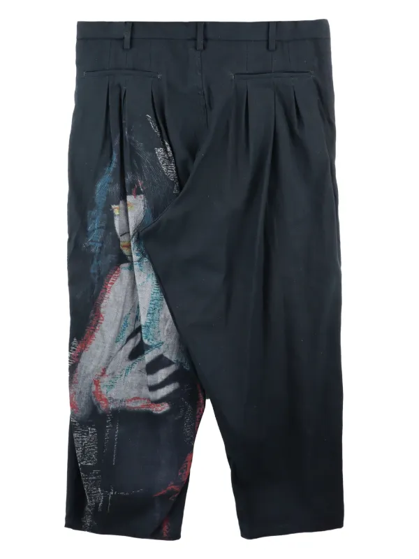 Yohji Yamamoto グラフィック テーパードパンツ | ブラック | FARFETCH JP