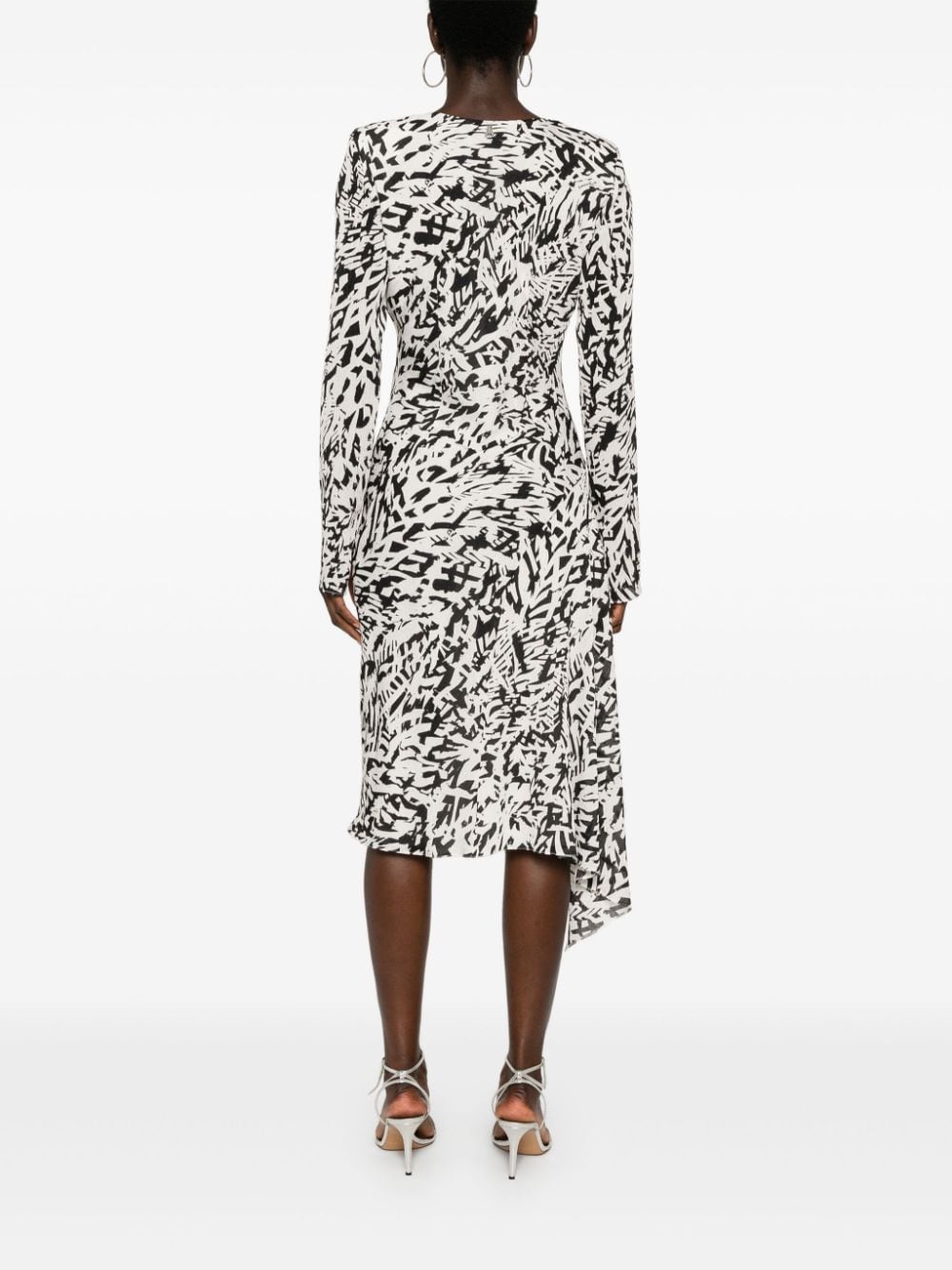 Shop Patrizia Pepe Abstract-print Midi Dress In White