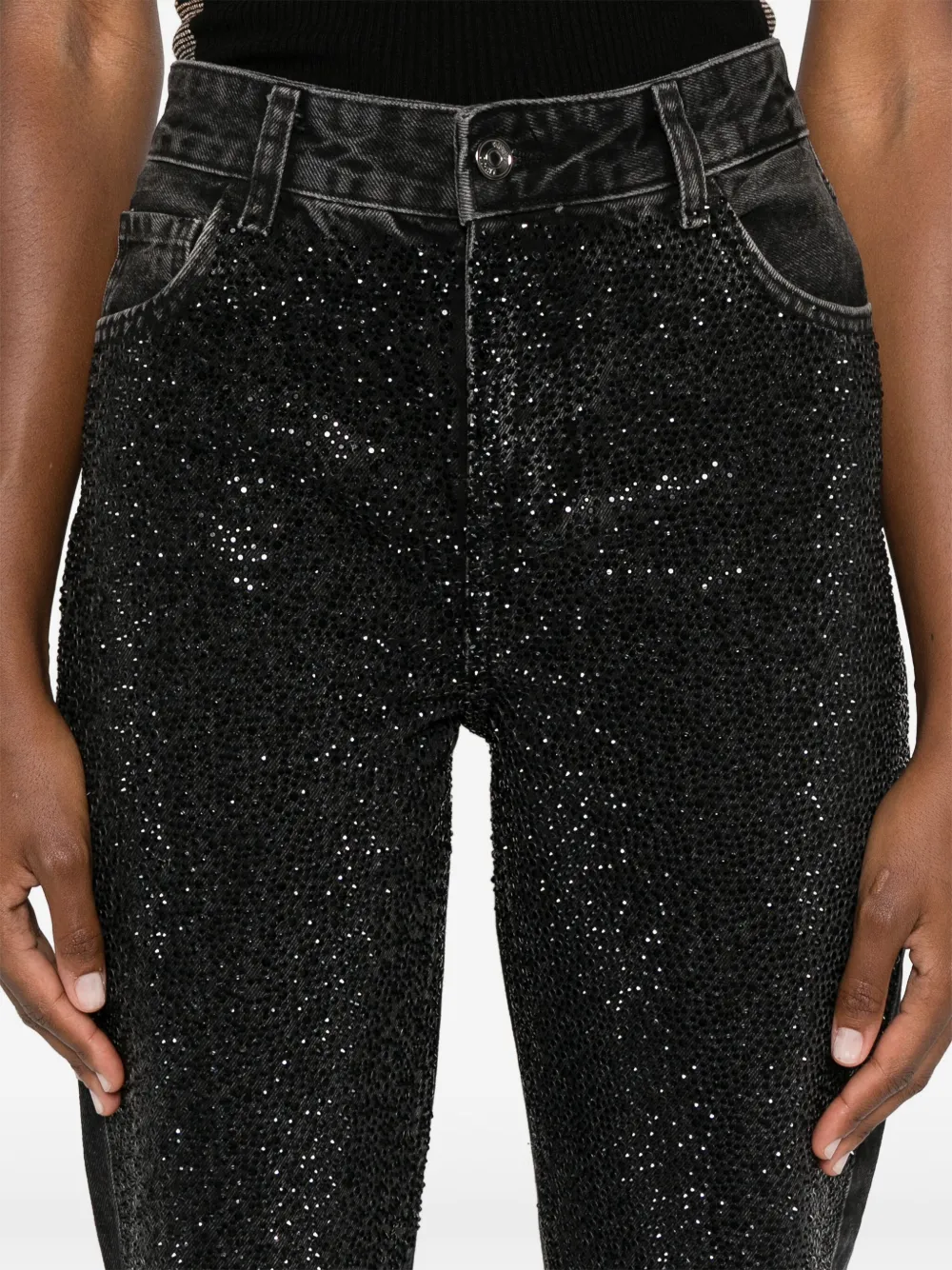 LIU JO rhinestone-embellished Jeans | Black | FARFETCH