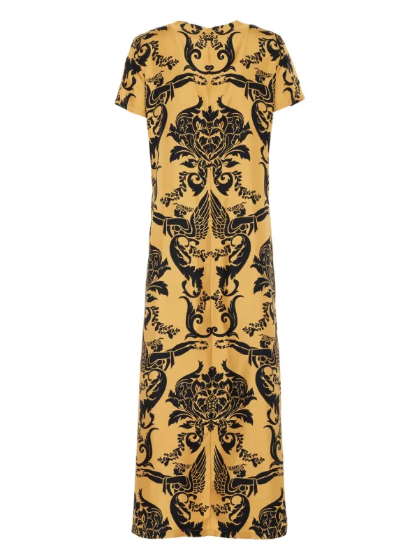 green emerald velvet dress Black & Gold Floral Swing Dress main image 0