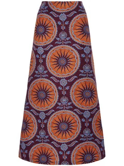 La DoubleJ geometric-print A-line skirt
