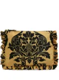 La DoubleJ Cherubs-print ruffle-trim clutch bag - Gold