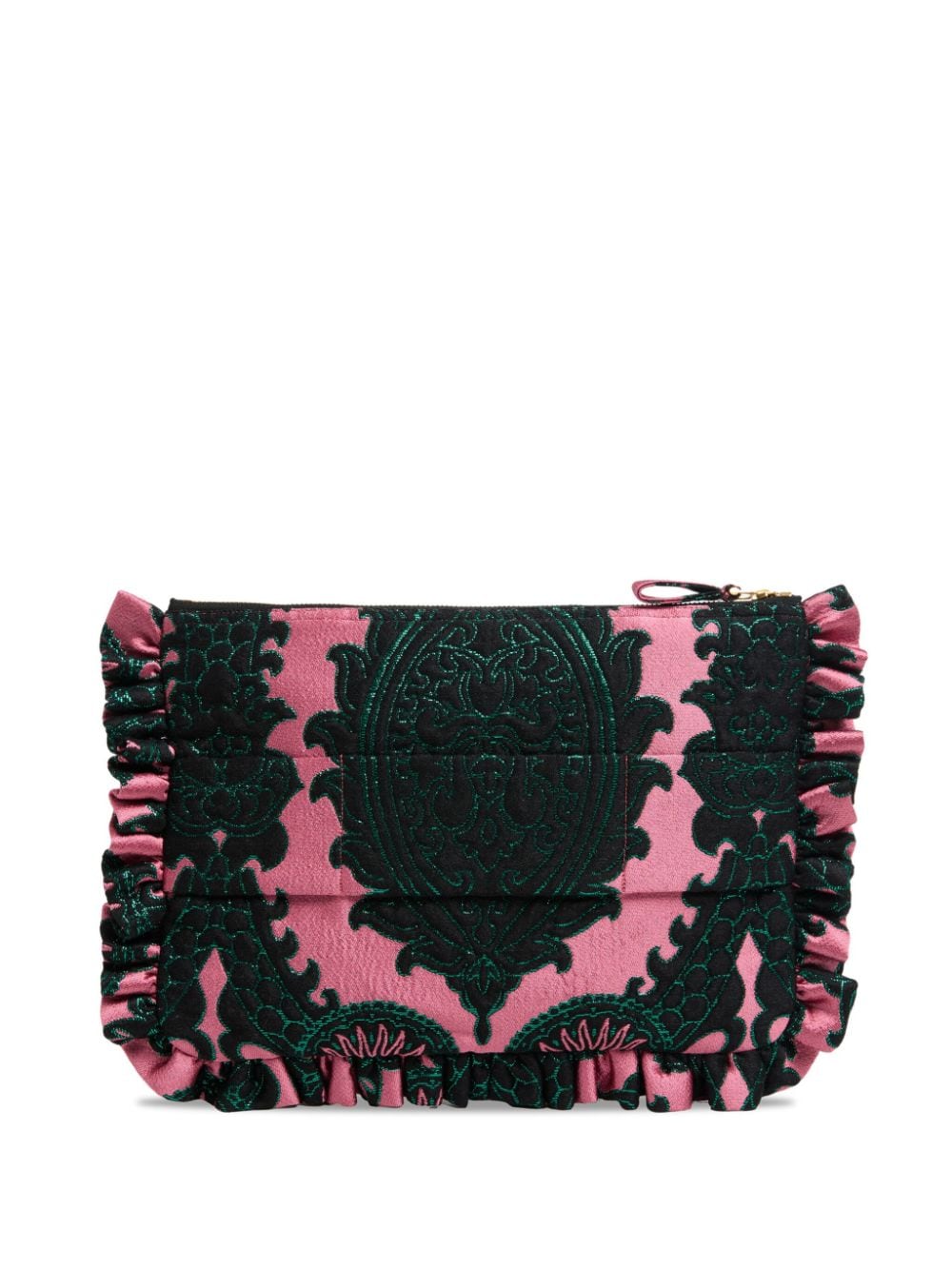 Shop La Doublej Jacquard Jeans Clutch Bag In Rosa