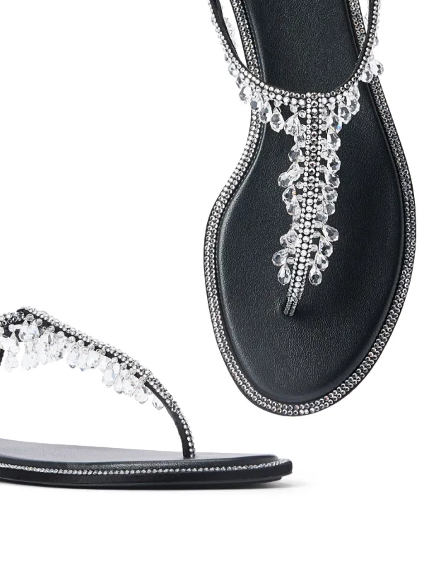 サンダル・ミュール Rene Caovilla 'Chandelier' sandals Jeweled Chandelier Crystal Pearl Gray Sandal 105 | Rene